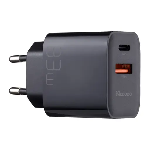 Мережевий зарядний пристрій McDodo 33W PD + QC Dual Port Charger ( EU plug ) CH-0921 Чорний - фото 1