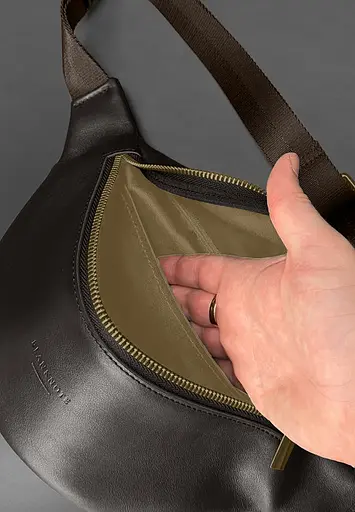 Шкіряна поясна сумка-бананка Kanny темно-коричнева - фото 5