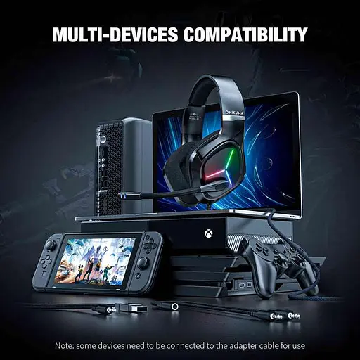 Дротова гарнітура Onikuma Gaming with Blue LED X9, USB, 3.5mm, 2m, black - фото 6