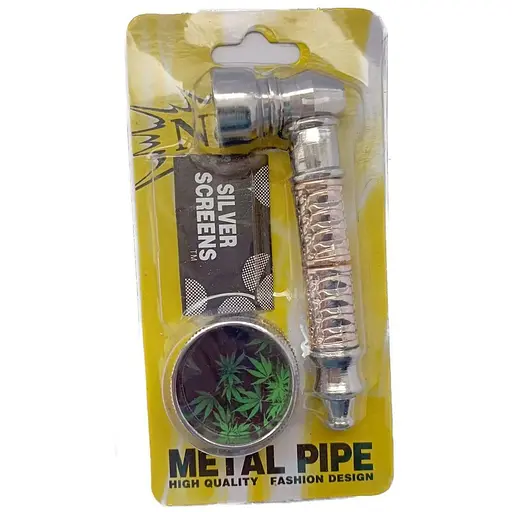 Гриндер для измельчения табака + трубка №YD-486 Silver Gold (10844)