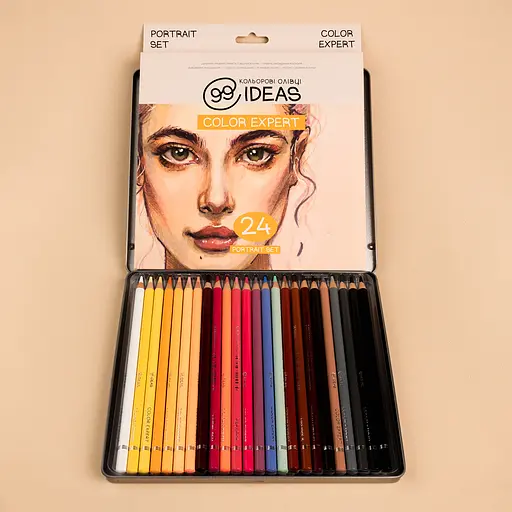 Набір олівців кольорових 99IDEAS "Color Expert" 24 кольори, Portrait Set, металева коробка, 99CE-24PORT - фото 4