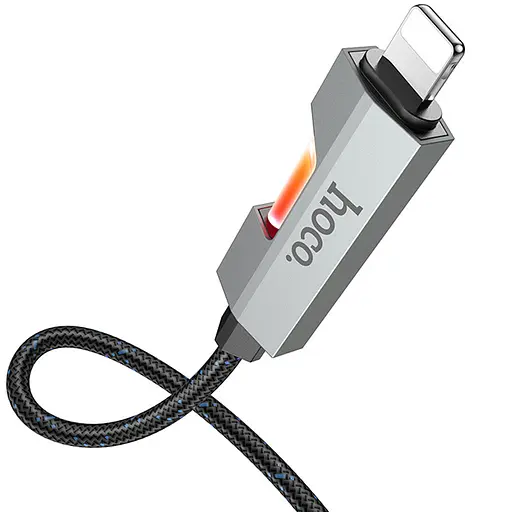 Дата кабель Hoco U123 Regent colorful 2.4A USB to Lightning (1.2m) Black - фото 3