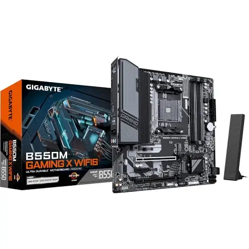 Мат.плата AM4 (B550) Gigabyte B550M GAMING X WIFI6, B550, 4xDDR4, Int.Video(CPU), 4xSATA3, 2xM.2, 1xPCI-E 4.0 x16, 1xPCI-E 3.0 x16, 1xPCI-E 3.0 x1, ALC1220, Realtek GbE, WiFi 6, Bluetooth 5.3, 7xUSB 3.2 / 4xUSB 2.0, HDMI/DP, MicroATX - фото 4