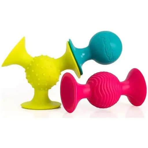 Набір сенсорних брязкальців Fat Brain Toys PipSquigz F089ML силіконові брязкальця 3 шт - фото 1