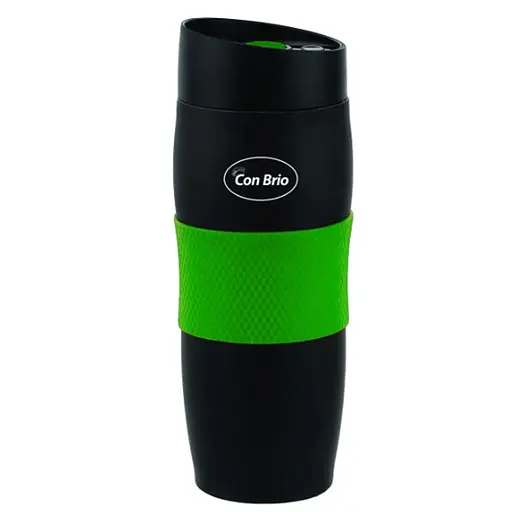 Термос Con Brio CB-366-SV нержавіюча сталь чорний із зеленою вставкою 500мл - фото 1