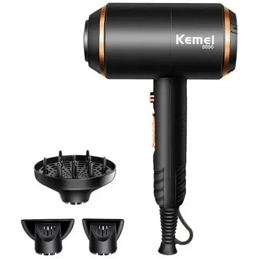 Фен для сушіння та укладання волосся Kemei KM 8896 з дифузором - фото 1