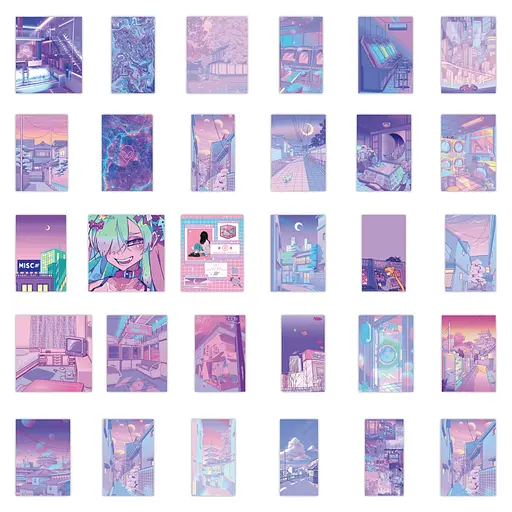 Стікерпак Світ неону та мрій Набір наліпок GeekLand The world of neon and dreams 50 штук - фото 4