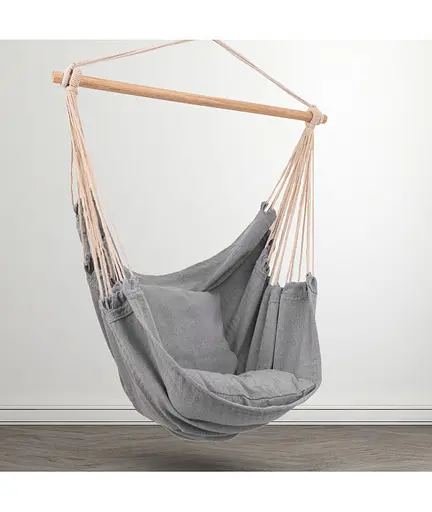 Підвісне крісло гамак бразильський стілець Heckermann + 2 подушки Gray - фото 6