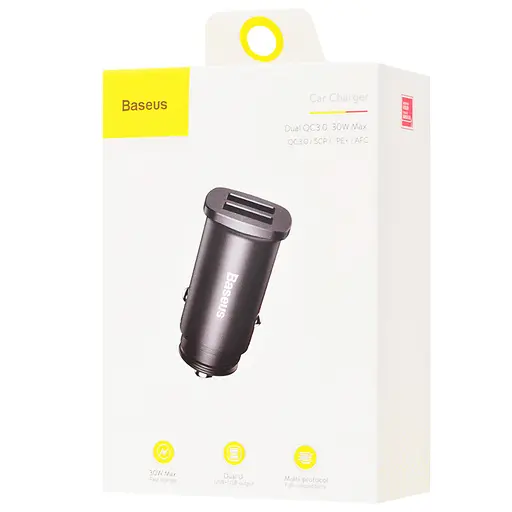 АЗП Baseus Square Metal QC3.0 30W (2USB-A) (CCALL-DS) Чорний - фото 4