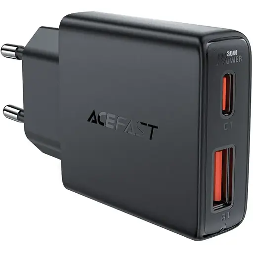 Зарядний пристрій Acefast A69 USB/ Type-C QC PD 30W GaN чорний - фото 1