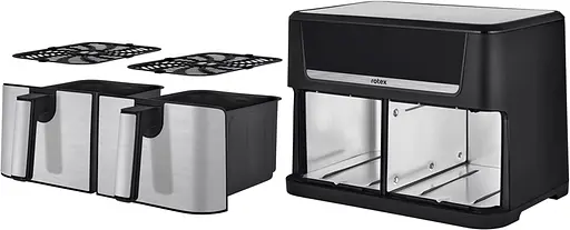 Мультипіч Rotex ROM1210-2XL MultiFry DUO 11 програм 12 л(6+6 л) LED дисплей 2800 Вт Чорний з сірим - фото 3