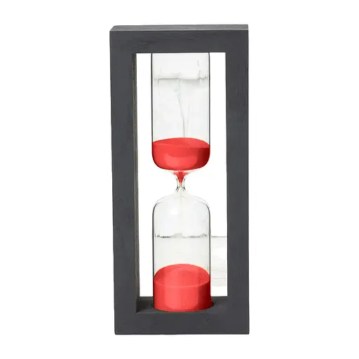Часы песочные в деревянном корпусе на 15 минут (цвет черный/песок красный) 86748 - фото 1