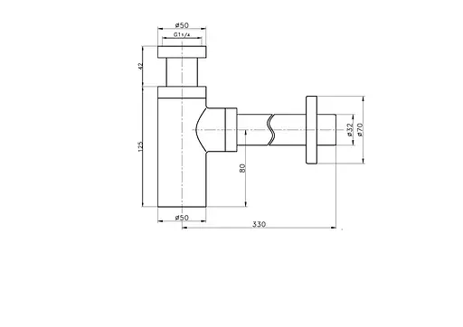Напівсифон для умивальника Frap F82-7 під донний клапан, латунь, чорний, Чорний матовий - фото 4