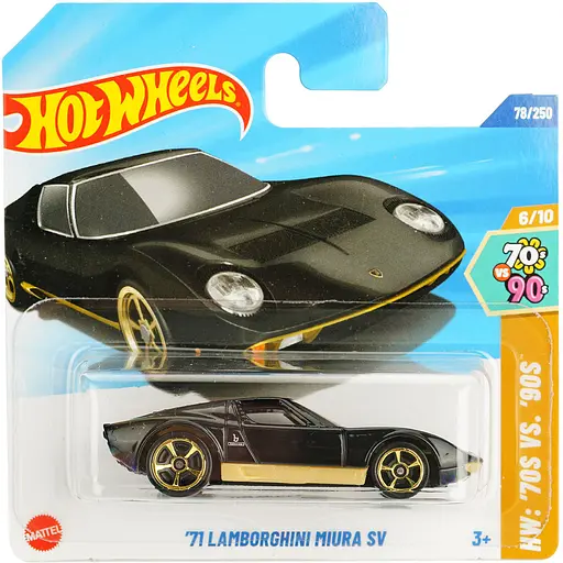 Базовая машинка Hot Wheels HW: 70S VS. 90S 71Lambordhini Miura SV черная (5785) HYX73-N521    