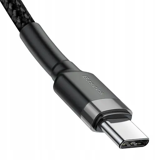 Дата кабель Baseus Cafule Type-C to Type-C Cable PD 2.0 60W (1m) (CATKLF-G) Чорний / Сірий - фото 4