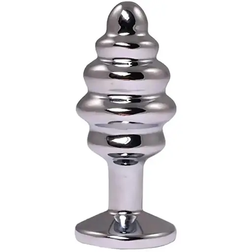 Анальная пробка Fantasy Silver Ribbed Butt Plug M 8 см (красный)