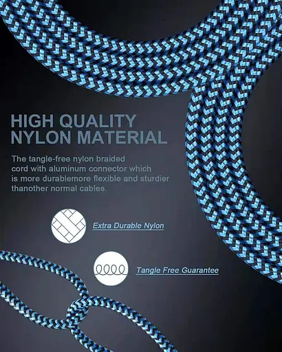 Кабель для багаторазової зарядки 2-в-1 для iPhone та Android, 4-футовий плетений нейлоновий USB-кабель для зарядки з портом типу C - фото 5
