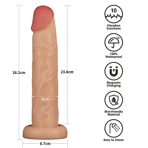 Вібратор Lovetoy Power Basics Cock 10'' 26,2 см (тілесний) - фото 3