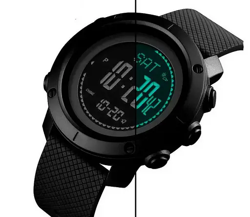 Чоловічий спортивний годинник Skmei 1427 з компасом та барометром Чорний - фото 4