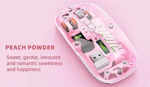Компьютерная мышь T-WOLF X11 беспроводная бесшумная с аккумулятором 2,4G+Bluetooth Pink - фото 2