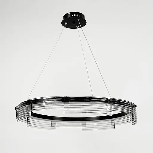 Люстра із підвісним чорним кільцем з графітовими пластинами Ø 80 см | Арт. MJ 231-800 BK | Line F - фото 6