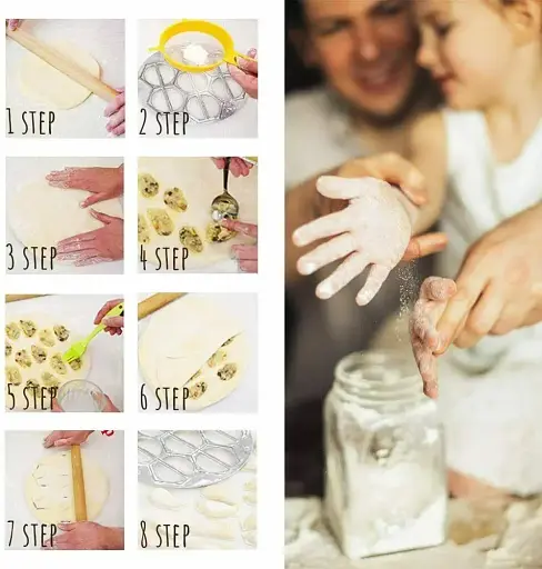 Комплект з 3 форм для ліплення пельменів та вареників: кругла, шестикутна пельменниця та форма для вареників, ХЕАЗ 83593 - фото 7