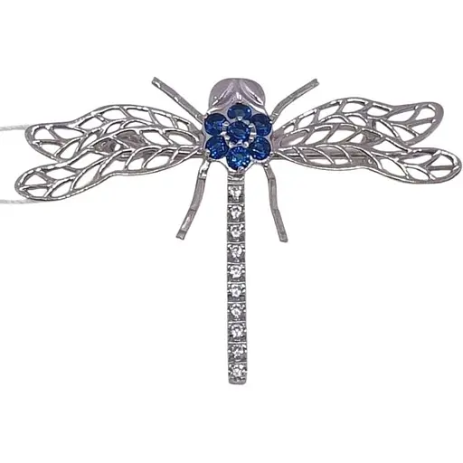 Срібна брошка Vegas Бабка з фіанітами. Артикул 70002Р Синій