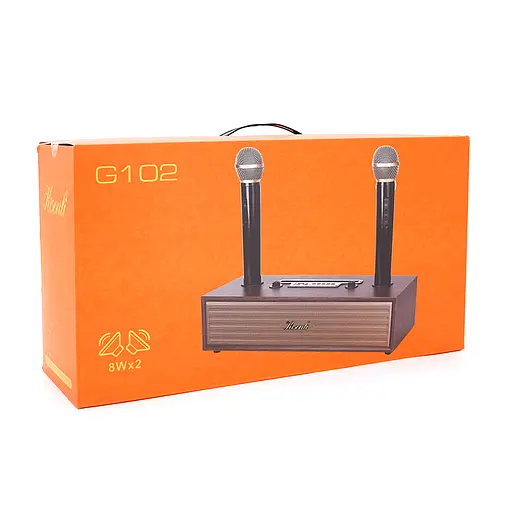 Колонка Kisonli G102 Bluetooth 5.3,Two microphone, 2х8W, 1800mAh, USB/TF/BT/AUX, DC: 5V, BOX, Brown, Q8 - фото 2