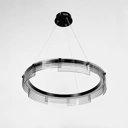 Люстра із підвісним чорним кільцем з графітовими пластинами Ø 60 см | Арт. MJ 231-600 BK | Line F - фото 5