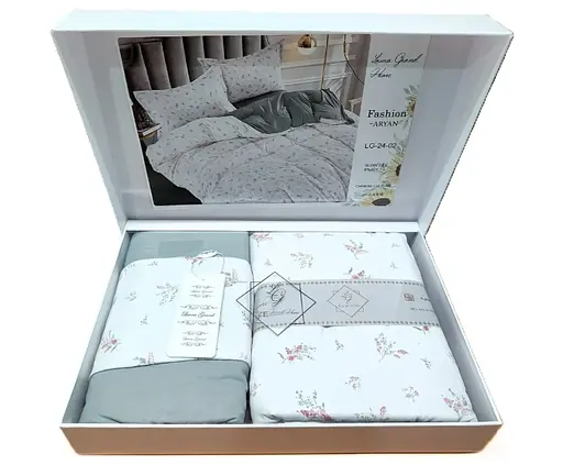 Постельное белье сатин Laura-Grand 24 евро комплект светло-серый - фото 2