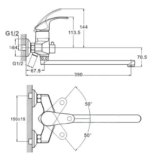 Змішувач для ванни Zegor SWZ7- A182 одноважільний 30412 - фото 3