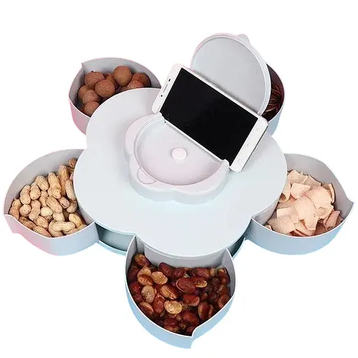 Тарелка одноярусная вращающаяся для фруктов с подставкой для телефона