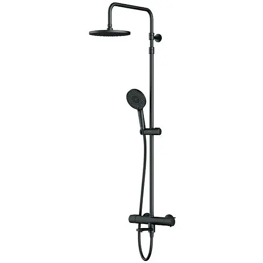 Душова система з термостатом Am.Pm X-Joy верхній душ 220 мм black F0785A522, Чорний матовий - фото 1