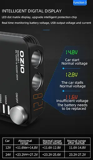 Универсальный автомобильный инвертор OZiO 12V в 220V 200w преобразователь - фото 11