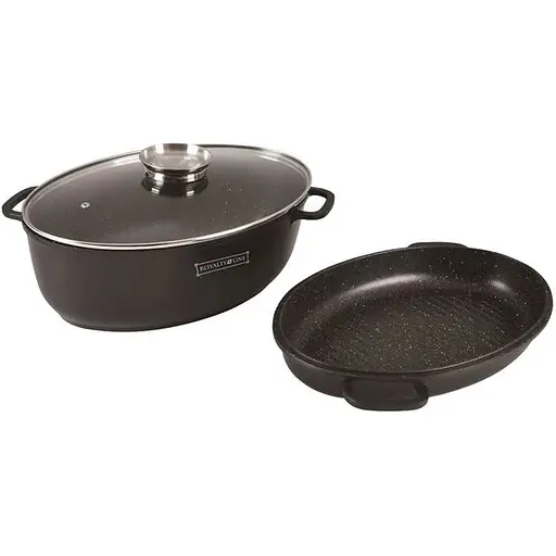 Універсальний набір посуду Royalty Line RL-KCS01 казан, сковорода з мармуровим покриттям 3 предмети - фото 1