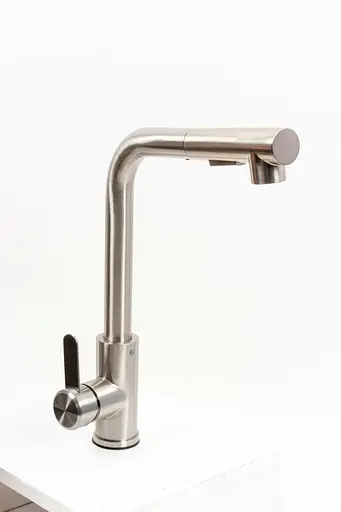 Змішувач для кухні Platinum з висувним виливом FC-1 brush нержавіюча сталь - фото 1