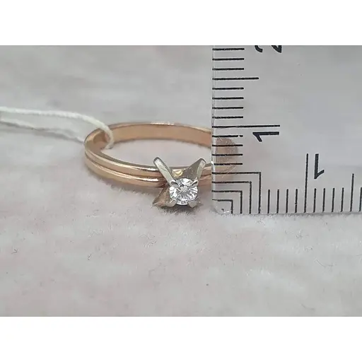 Золоте кільце ЮЗ "Багет" з діамантами. 4В420103236/27 16,5 - фото 5