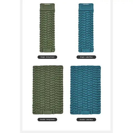 Матрас туристический одноместный надувной Naturehike CNK2550WS019, 200х60х6.5 см, зеленый со встроенной помпой для надува - фото 12