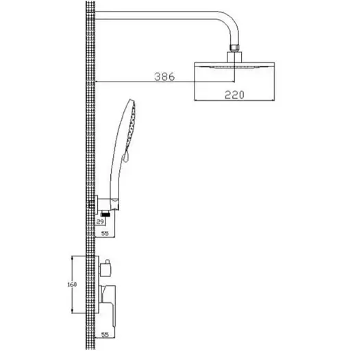 Душова система прихованого монтажу Troya BGX21-A189 зі змішувачем Хром 30412 - фото 2