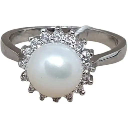 Серебряное кольцо TOP Silver с жемчугом и фианитами. 9510165Б 19