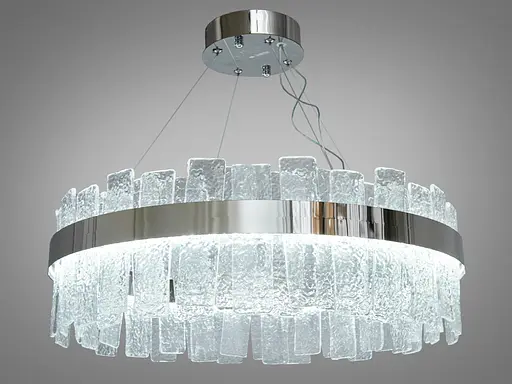 Кругла кришталева світлодіодна люстра в вітальню, срібна люстра, 140Вт - фото 2