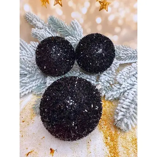 Ялинкові кулі Їжачок 100 мм 6 шт Чорний - фото 1