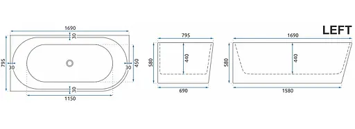 Ванна акриловая угловая Rea Bellanto 170x80 L whte REA-W6901 Белый - фото 5