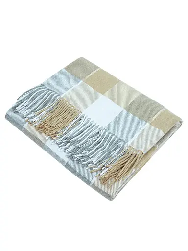 Плед бавовняний Vladi Валенсія Laura 140х200 біло-сірий-пісок-білий (10312) - фото 1