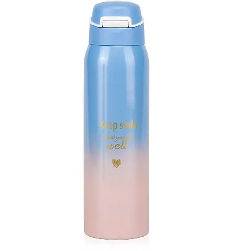 Термос "Happiness Comes" сине-розовый градиент нержавеющая сталь 500 мл - фото 1