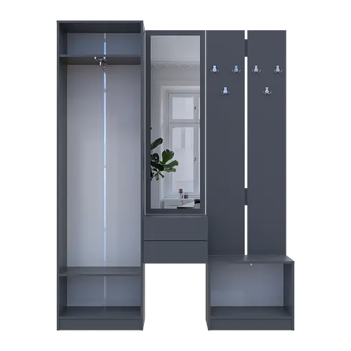 Передпокій Doros Сола Графіт/Сірий ДСП / дзеркало 165х40х215 (42005146) - фото 7