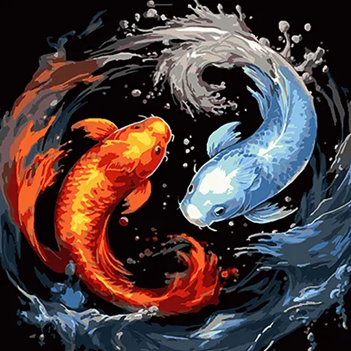 Набор для росписи Strateg Символический образ рыб на черном фоне 40х40 см (AV4040-50) - фото 1