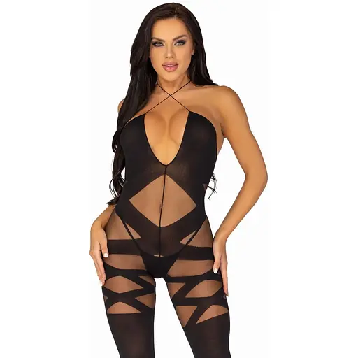 Бодистокинг Leg Avenue Illusion halter Bodystocking One Size Black, доступ