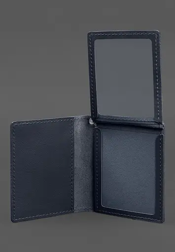 Кожаная обложка для удостоверения офицера ГНСУ (три кармана) синяя - фото 6