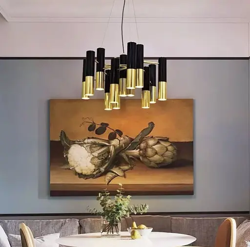 Современная люстра с комбинированным цветом корпуса: глянцевый черный и золото Line.F Количество ламп 7 - фото 5